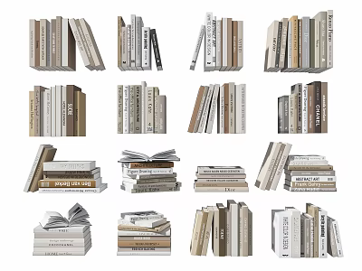 Various Stacked Books And Magazines Collection With Different Sizes And Arrangements 3d model