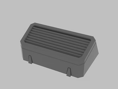Gray Rectangular Device with Striped Grille Surface and Bottom Support Feet 3D Rendering Design 3d model