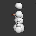 Snowman Construction With Stacked Snowballs Twigs Small Stones And Mini Snowman