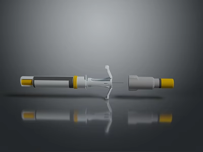 Manual Caulk Gun With Yellow Nozzle And White Push Rod Design 3d model
