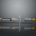 Manual Caulk Gun With Yellow Nozzle And White Push Rod Design