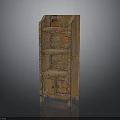 Vintage Rustic Orange Bookcase With Multiple Shelves And Worn Texture Cabinet