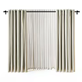 Elegant Beige Curtains With Sheer Linen Layers For Home Window Decoration