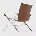 Brown Leather Leisure Chair with Metal Frame and Modern Sleek Design