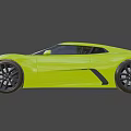 Neon Yellow Sports Car With Sleek Design Black Roof And Rear Spoiler