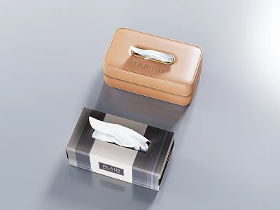 Stylish Tissue Box Holders Brown Leather With Metallic Accent And Plaid Pattern Design 3d model