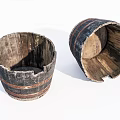 Vintage Worn Wooden Barrels Decorative Ornament Set For Home Decor