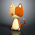Adorable Knitted Orange And Beige Cat Doll With Round Eyes And Tail