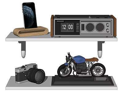 Decorative Ornament Set with Phone Stand Radio Camera and Motorcycle Model 3d model