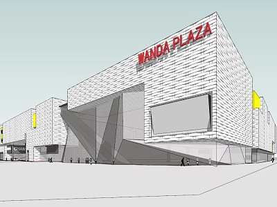 WANBA PLAZA Modern Commercial Complex With Geometric Exterior And Shopping Center 3d model