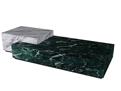 Modern Coffee Table With Gray And Green Marble Top For Living Room 3d model