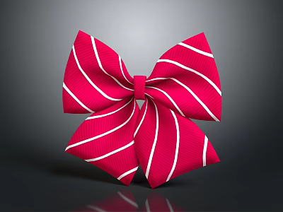 Red Bow With White Stripes Commercial Decoration Equipment For Retail Gift Packaging 3d model