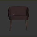 Modern Purple Upholstered Armchair With Curved Backrest Wooden Accents And Tapered Legs