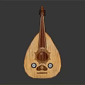 Handcrafted Wooden String Instrument Featuring Decorative Pattern And Pear Shaped Body 3d model