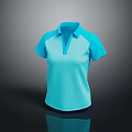 Light Blue Short Sleeve Polo Shirt With Collared V Neck Casual Style