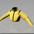 Yellow Cropped Jacket With Zipper Closure Black Shoulder Accents And Sleeve Patterns 3d model