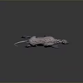 Game Movie Character Slim Spiky Creature With Sharp Teeth Open Mouth Standing Pose