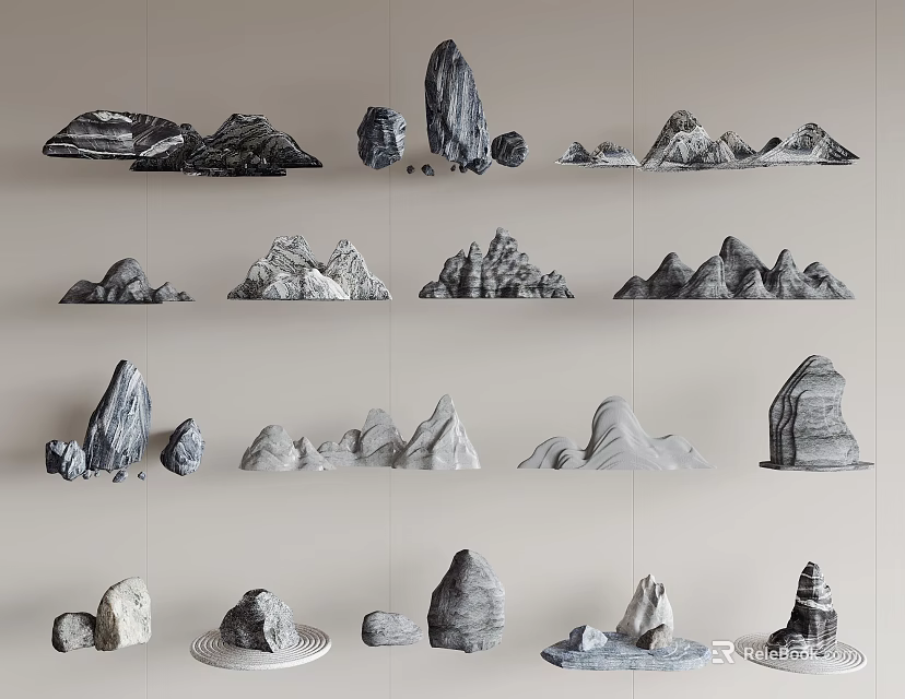 Decorative Garden Ornaments Featuring Different Shapes Stone Rock For Landscape Decoration 3d model 