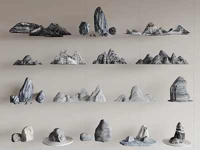 Decorative Garden Ornaments Featuring Different Shapes Stone Rock For Landscape Decoration 3d model