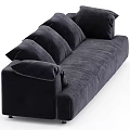 Black Velvet Sectional Sofa with Plush Cushions and Modern Design