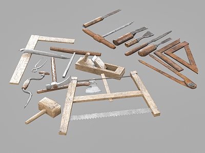 Woodworking Tools Saw Plane 3d model