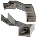 Modern Concrete Staircase Design With Wooden Treads And Metal Railings