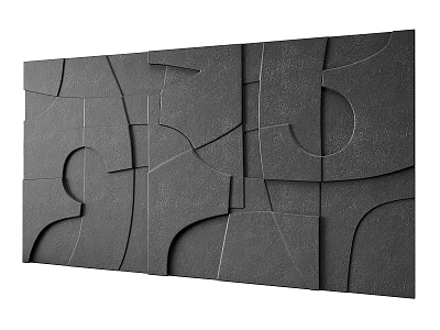 Modern Minimalist Black Wall Decor With 3D Geometric Textured Panels 3d model