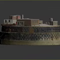 Intricate Circular Fortress Model Featuring Brick Walls And Defensive Buildings