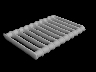 White Slatted Industrial Grill Component With Horizontal Bars And Cylindrical Ends 3d model