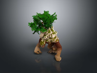 Mythical Creature Character With Tree Covered Back And Rock Like Body Structure 3d model