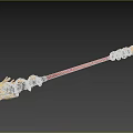 Red Staff Weapon With Golden Dragon Head And Detailed Ornate Decorations