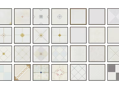 Various Interior Ceiling Tiles With Different Geometric Patterns And Decorative Designs 3d model