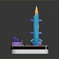 Toy Rocket Launch Pad Model With Black Rocket TNT Lettering Purple Cars And Square Base