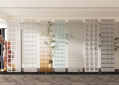 Modern partition wall glass brick partition glass brick 3d model