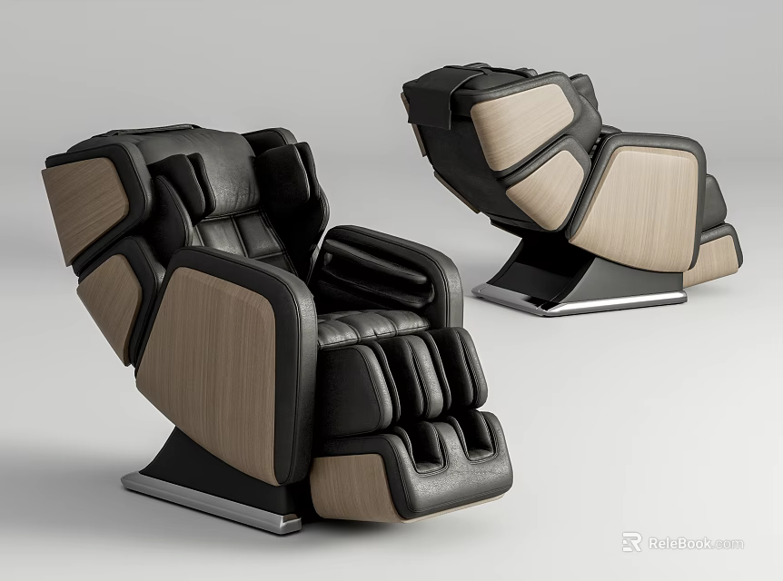 Modern Massage Chair Featuring Leather Upholstery Wooden Accents And Sleek Contemporary Design 3d model 