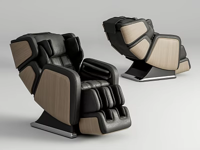 Modern Massage Chair Featuring Leather Upholstery Wooden Accents And Sleek Contemporary Design 3d model