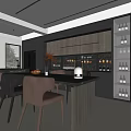 Modern Restaurant Interior Design With Glass Wine Cabinets Dark Wood Dining Table And Leather Chairs