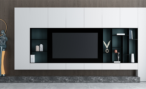 Modern TV background cabinet TV background wall 3d model