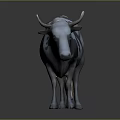 Realistic 3D Cow Model With Black And White Spots On Gray Background