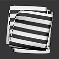 Stylish Black And White Striped And Checkered Bed Linens Stacked Neatly