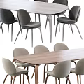 Modern Wooden Table And Chair Sets With Oval Rectangular Tops And Dark Light Gray Chairs