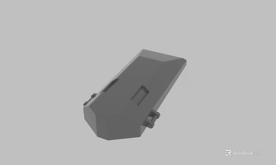 Gray Mechanical Component 3D Model With Rectangular Shape And Holes 3d model 
