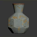 Handcrafted Sculpture Carving Vase With Light Blue Body Orange Spots And Red Rim Design
