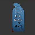 Traditional Blue U.S. Mailbox With Pull Down Door For Letters Delivery