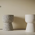 Modern Designer Stools With Patterned And White Designs On Beige Background 3d model
