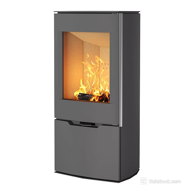 Modern Fireplace With Glass Front And Burning Flames In Contemporary Design 3d model 