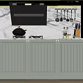 Stylish Sage Green Kitchen With Central Island Marble Backsplash Built In Cabinets And Premium Appliances