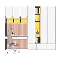 Modern Minimalist Study Table Study Chair Bookcase 3d model