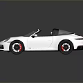 White Convertible Sports Car With Sleek Body Black Soft Top And Red Calipers