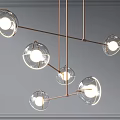 Modern Multiple Spherical Glass Shades Hanging Chandelier With Metal Frame For Interior Decor